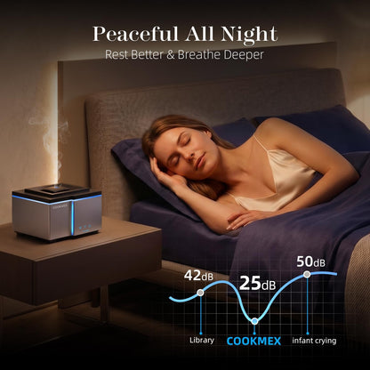 500ml Essential Oil Diffuser, Ultrasonic Aromatherapy Diffuser | All-Day Long-Lasting Cool Mist Humidifier with Remote Control, 7-Color Light, Timer, Auto-Off for Home, Bedroom (Silver)