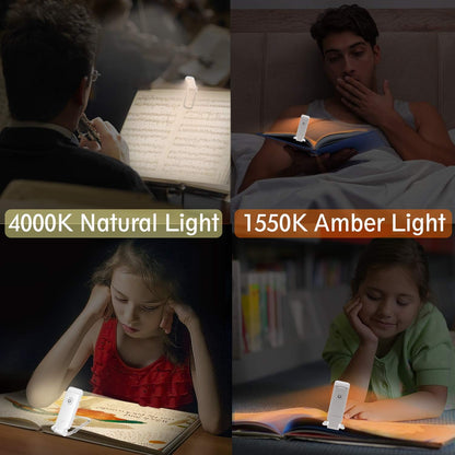 BIGLIGHT Amber Book Reading Light, LED Clip on Book Lights, Reading Lights for Books in Bed, Small Book Light for Kids, USB Rechargeable, 2 Brightness Adjustable for Eye Protection, Orange