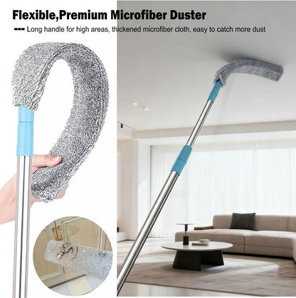 Retractable Gap Dust Cleaner Cleaning Tools with 3 Microfiber Dusting Cloths Long Handle 48.5inches Washable and Retractable Duster Brush for Cleaning Under Appliances Furniture Couch Fridge