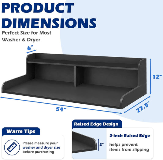 Royxen Laundry Countertop with Storage Universal Fit, Washer and Dryer Countertop with Shelf, Laundry Room Storage, 2-Tier Shelf (Oak)