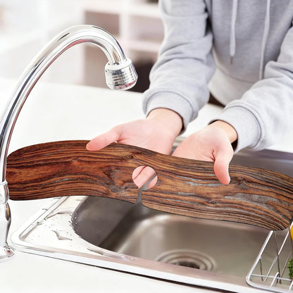 2 Pcs Kitchen Sink Splash Guard Faucet Mat Wood Grain Pattern Faucet Mat for Sinks Natural Wood Color Absorbing Drying Mats for Kitchen Bathroom, 23.6x5.5inch