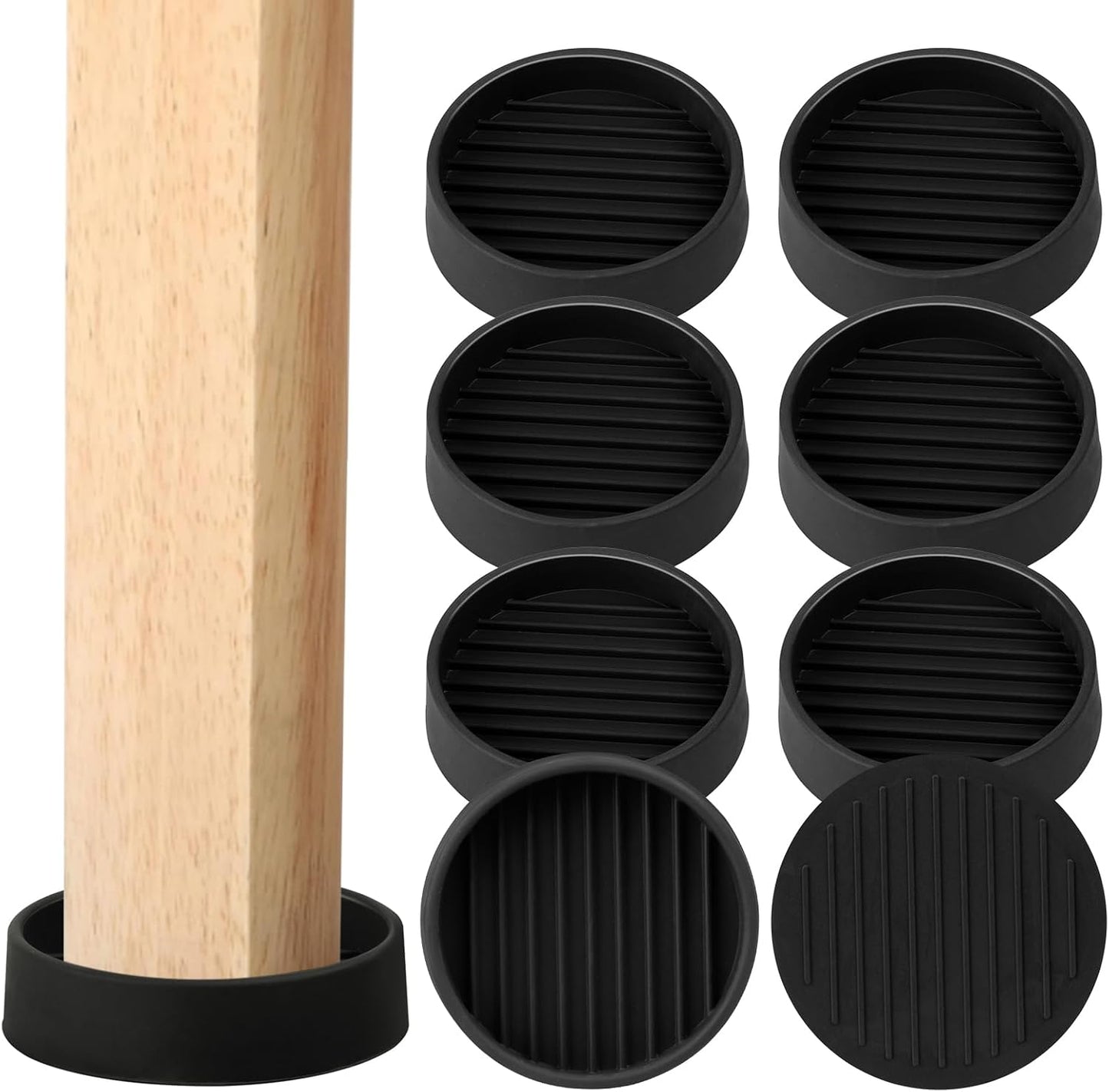 Rubber Non-Slip Furniture Pads, 2"x2" Casters Cup, Round, Brown, 8 PCS | Rubber Feet Floor Protector For Hardwood Floors, Prevent Scratching of The Floor, For Bed Sofa Table and Chair, Stopper
