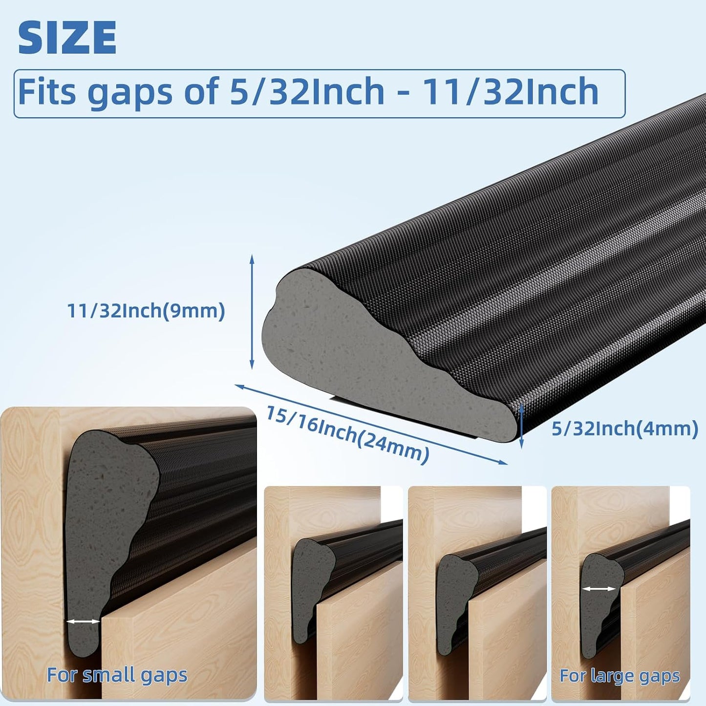 Kneelisa Wedge-Shape Window Weather Stripping Door Frame Seal 118” White | Upgrade Black Foam,Soundproofing,Draft Stopper,Winter Insulation,Noise Blocker, Gap Filler for Exterior Front Door Side
