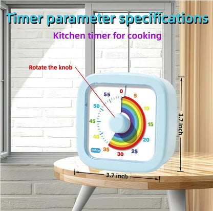 Kids Visual Timer Cute Rainbow - 60 Minute Countdown Timer Time Management for Kids and Adults, Timer for Cooking Classroom Meeting (Blue)
