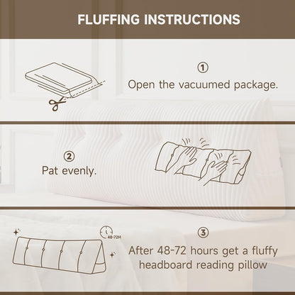 Z-hom Headboard Pillow, Wedge Backrest Cushion, Queen Size,NO Roll Pillow | Grey Triangular Backrest Cushion Equipped,NO Roll Pillow,Ideal for Reading,Sitting Up in Bed&Filling Headboard Gaps