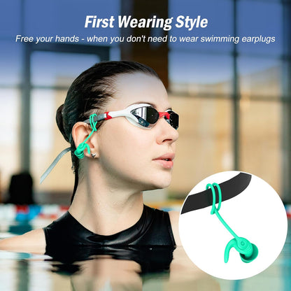 Swimming Ear Plugs for Adults,3 Pairs Waterproof Reusable Silicone Swim Earplugs for Swimming Surfing Snorkeling Showering and Water Pool,Beach,Ocean (Adults & Teens 14+)