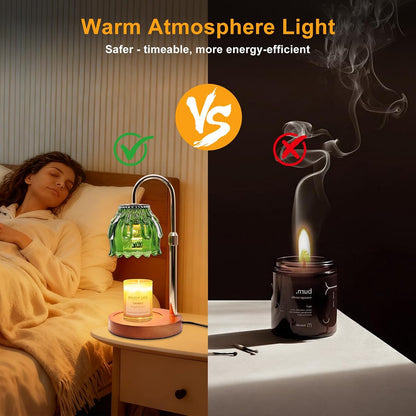 Candle Warmer Lamp with Timer & Dimmer, Birthday Gifts for Women Mom, 4-Level Dimmable Flower Heat Lamp for Jar Candles, Adjustable Height, House Warming Gifts, Home Decor (Purple