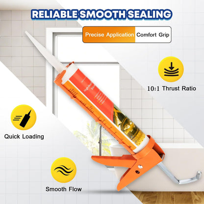 DIYSELF 9 Pack Caulk Gun Kit, Professional Caulking Gun & Remover Tools | Sealant Finishing Tool, Grout Scraper & Silicone Gun for Bathroom, Kitchen, Window, Sink & Tile Sealing, Hand Caulking Gun