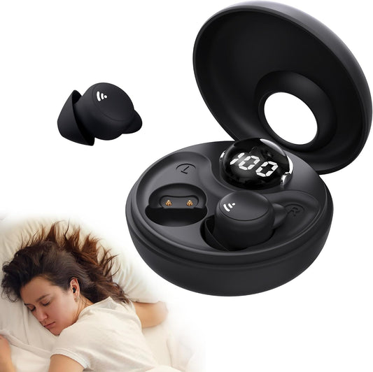Sleep earplugs for Side Sleepers, Mini Invisible Wireless Bluetooth 5.3 Micro Sleep Noise Cancelling Headphones, Invisible earplugs for Small Ears Sleep, Exercise, Work, Hiking（Black）