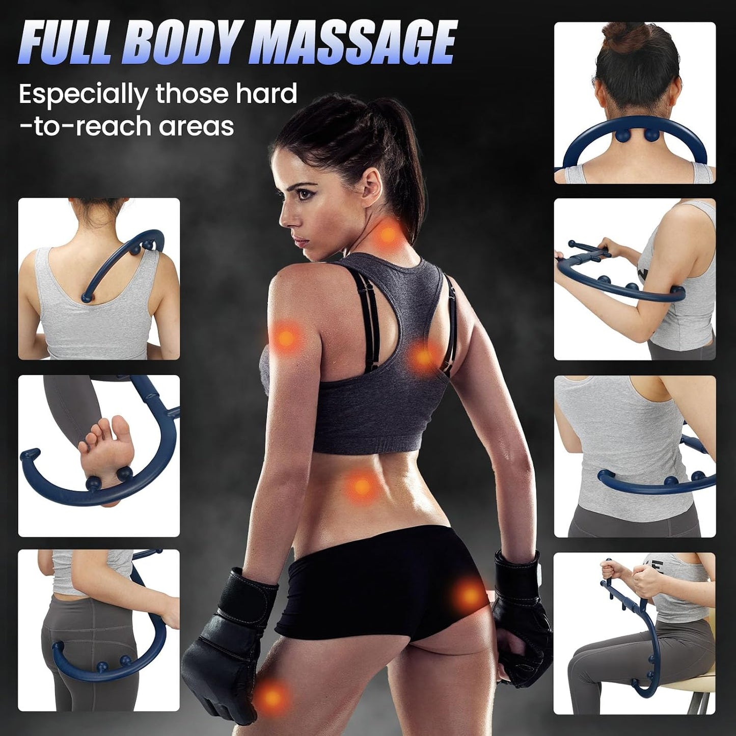 Trigger Point Massage Cane for Back Neck Shoulder and Full Body Deep Tissue Massage Hook for Muscle Knots, Ergonomic Self Massage Tool for Hard-to-Reach Areas, Lightweight Portable, FSA-HSA Eligible