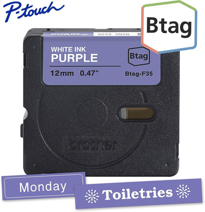 Brother Genuine P-Touch Btag BTAG231 Black on White Label Tape ~1/2in by 13.1ft (12mm x 4m). (Works Only with Brother PT-N10, PT-N20, PT-N25BT Label Makers)