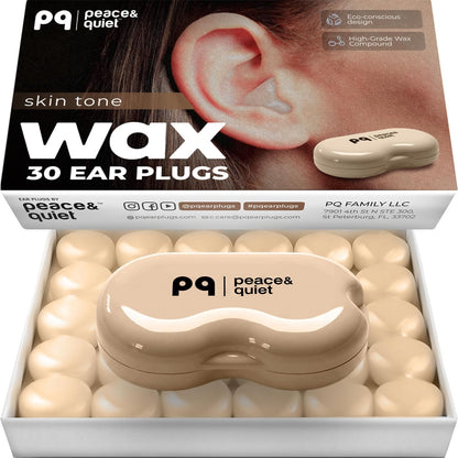 Peace&Quiet PQ Wax Ear Plugs for Sleeping - 30 Silicone Wax Earplugs