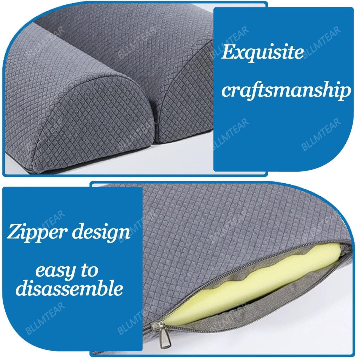 1/2 Pack Half Moon Bolster Pillow for Legs, Knees, Lower Back and Head | Lumbar Support Pillow for Bed, Sleeping | Semi Roll for Ankle and Foot Comfort - Machine Washable Cover(09,M:50x17x9cm)
