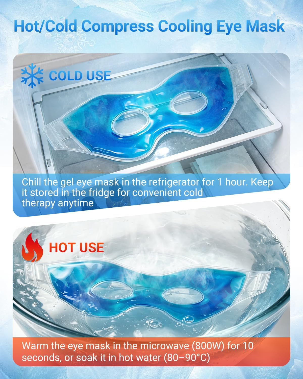 2PCS Gel Cooling Eye Mask for Puffy Eyes and Dark Circles