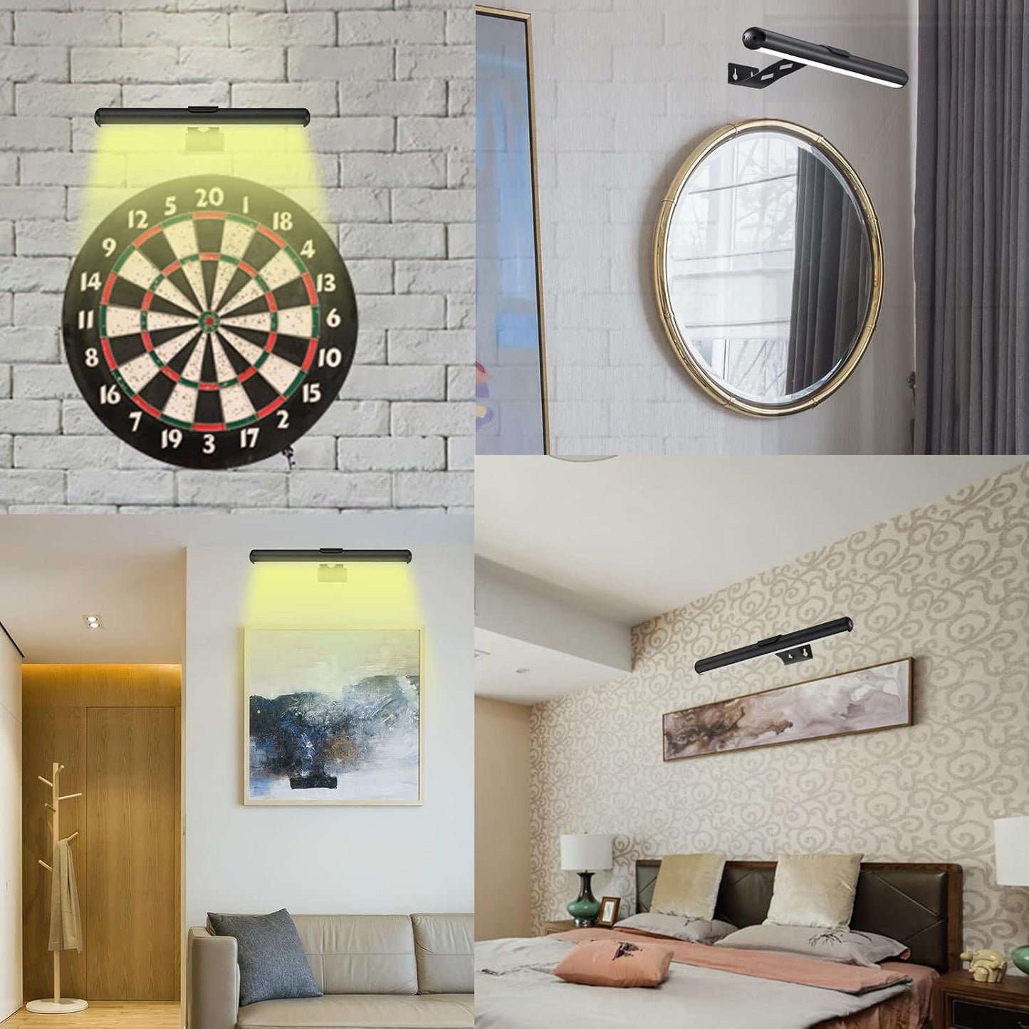 MIOBLUE Rechargeable Picture Lights with Remote,Full Metal Painting Light Display LED Battery Lamp with 3 Lighting Modes, Dimmable Dartboard Light with Timer for Frame Portrait Art
