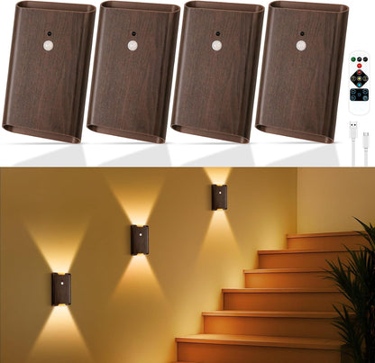 Eneru Motion Sensor Wall Sconce, Rechargeable Wireless Lights Indoor 2 Pack | 5000mAh battery powered, remote 3CCT dimmable, cordless magnetic mount, motion night light for hallway closet bathroom stair