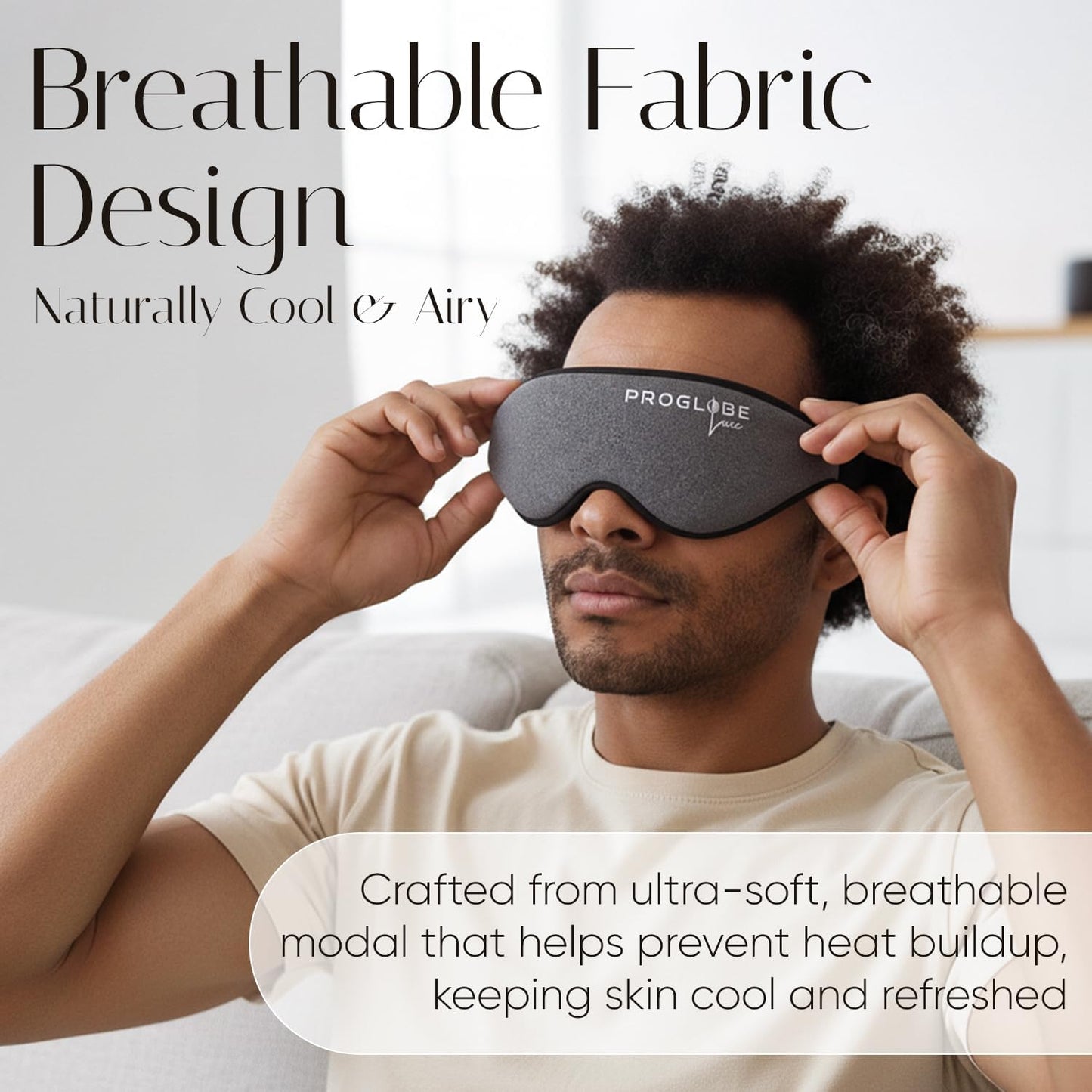 Proglobe Luxe Luxury Sleep Mask for Back & Side Sleepers, 100% Light Blocking 3D Eye Mask with Zero Pressure Eye Cups, Lash-Friendly, Soft Breathable Night Mask for Travel & Naps, Black