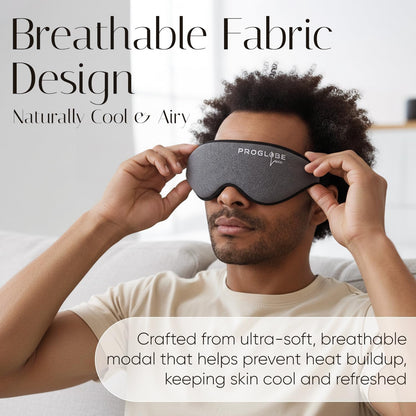 Proglobe Luxe Luxury Sleep Mask for Back & Side Sleepers, 100% Light Blocking 3D Eye Mask with Zero Pressure Eye Cups, Lash-Friendly, Soft Breathable Night Mask for Travel & Naps, Black