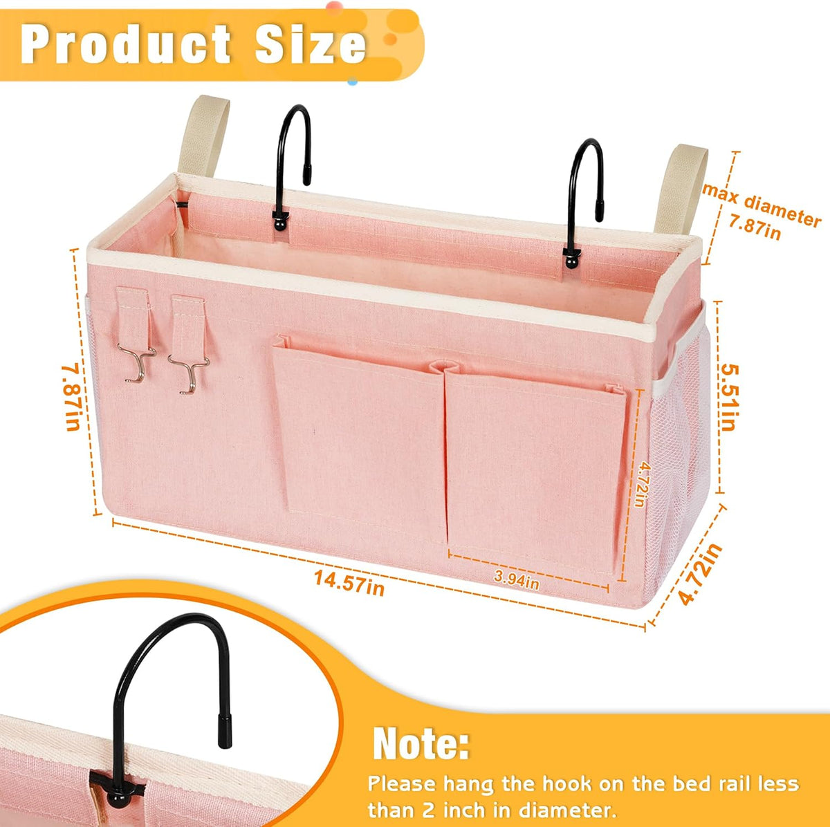 Lilithye Bedside Caddy, Bedside Storage Bag Hanging Organizer for Bunk Bed