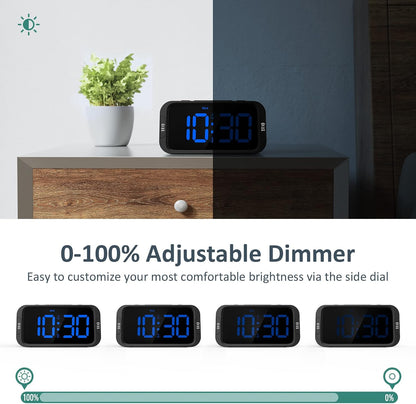 Odokee Digital Dual Alarm Clock for Bedroom with 0-100% Dimmable Display