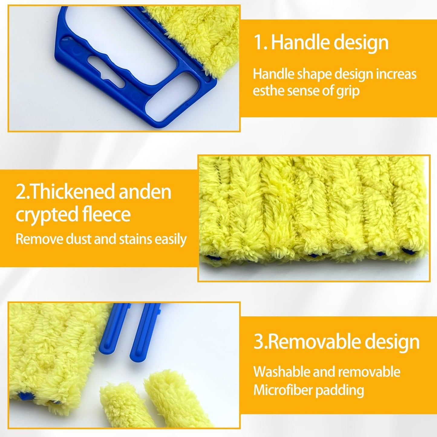 2 Pcs Blinds Cleaner Duster Tool 7 Finger Microfiber Washable Mini Window Dusters for Cleaning Dust Remova for Window Air Conditioner Vent Fans Venetian Shades Wood Blinds Dust Dirt