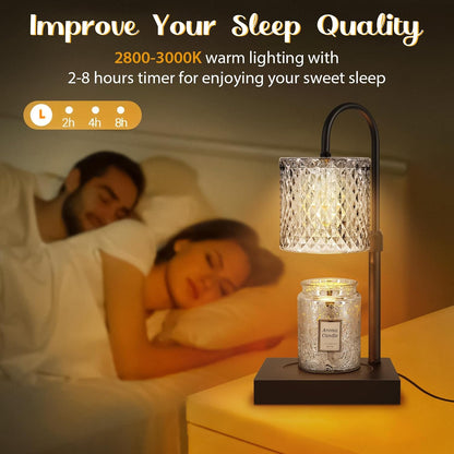 Candle Warmer Lamp with Timer, Electric Candle Warmer for Jar Candles, House Warming Gifts, Modern Home Decor Dimmable Wax Melting Lamp with Large Head, Black, Glass