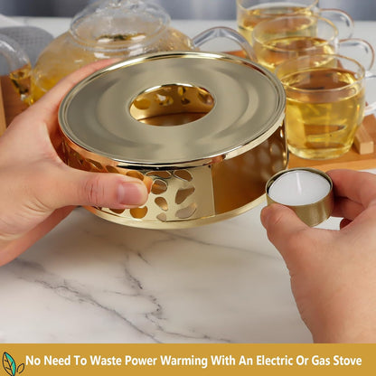 Teapot Warmer, Stainless Steel Tea Warmer with Candle Holder, Candle Heater for Heating Tea, Coffee and Milk, Universal Teapot Heater