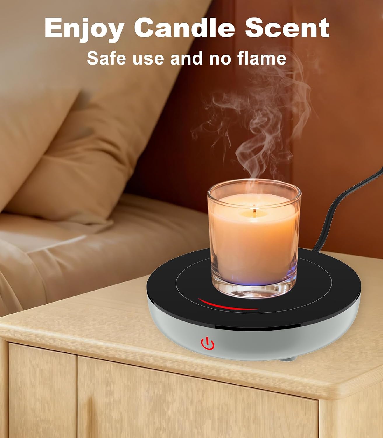 Kepwam Coffee Mug Warmer for Desk, 3-Temp Fast Heating Cup Warmer with 6H Auto Shut Off, LED Light & Smart Candle Warmer for All Beverages, Ideal Gifts for Women Men