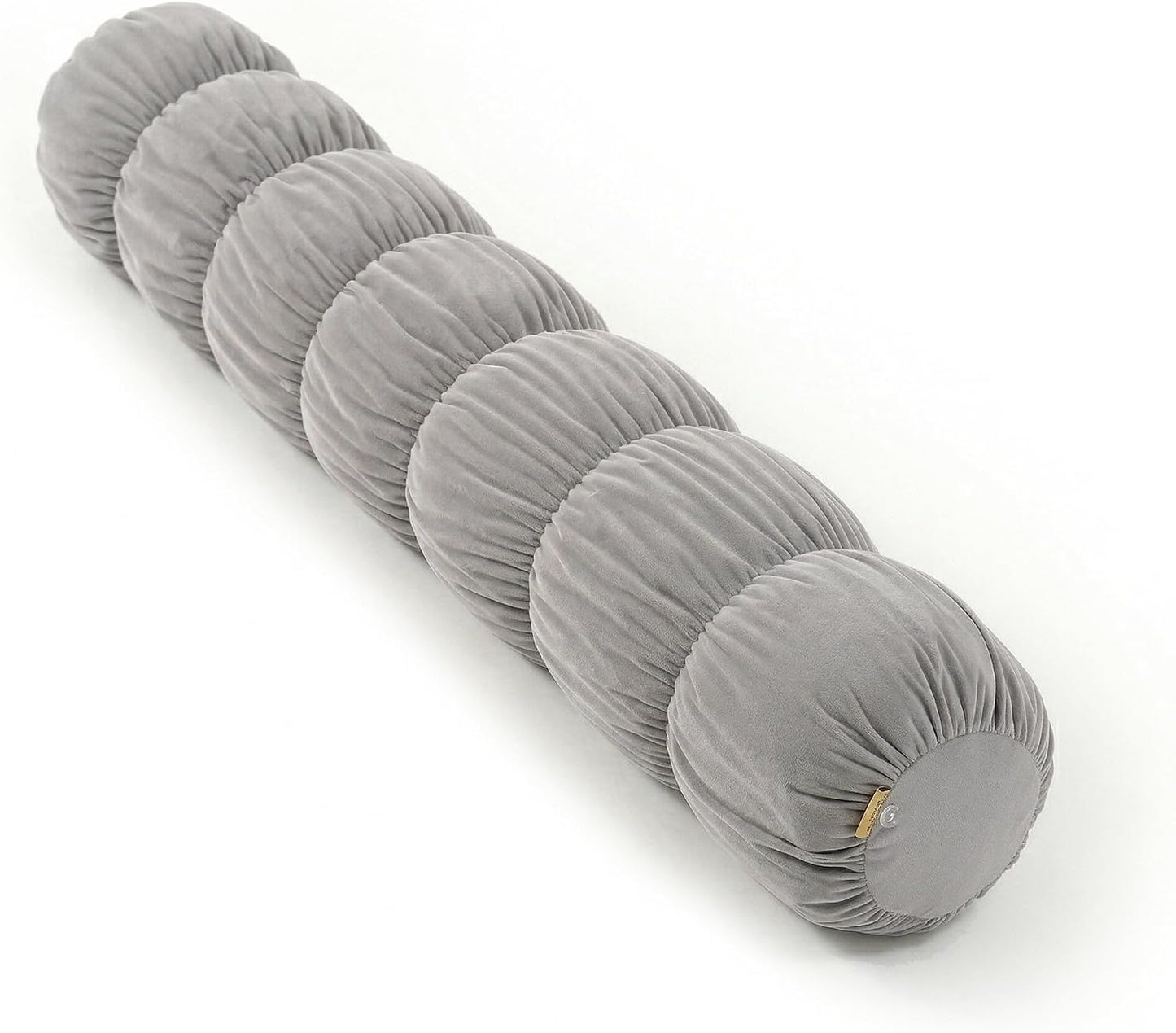 Pat. Pend. Long Bolster Pillow for Bed, Small Body Pillow for Adults, Soft Velvet Washable Cover, Cylinder Pillow for Side Sleepers and Leg Support(Misty White, 39"x 7.87")