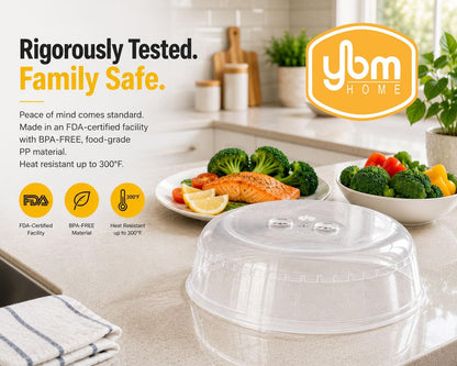 YBM HOME Microwave Splatter Cover Keeps Your Microwave Spotless During Food Heating, Anti-Splatter Plate Lid Cover, BPA Free and Dishwasher Safe (1, 2.5x10x9)