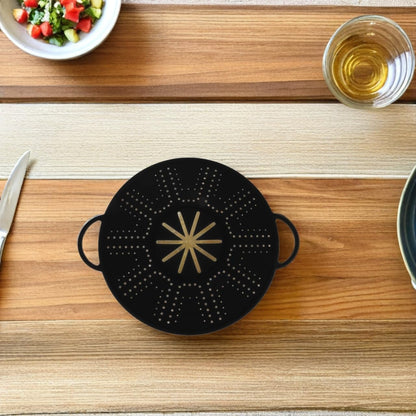CALLARON Silicone Splatter Screen with Side Handles 13.38 Inch Frying Pan Cover Oil Splash Guard for Frying Pan Cooking Splatter Shield Heat Resistant Kitchen Tool