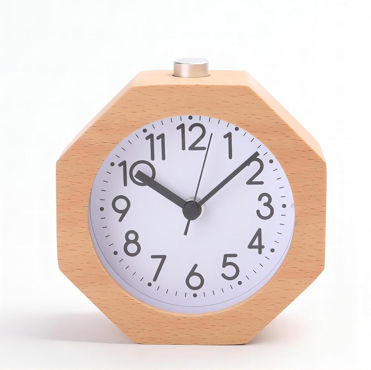 Wood Analog Alarm Clock 3'' Non-Ticking Backlight Battery Operated