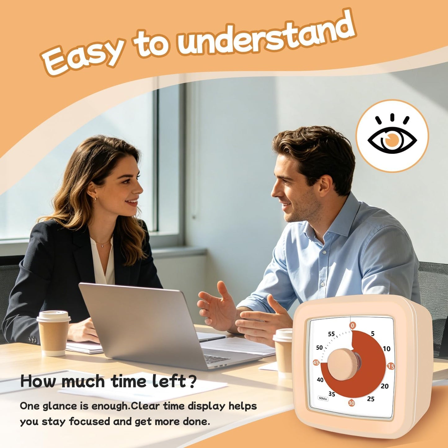 Visual Timer 60 Minute Timer Silent Countdown Clock – No Ticking, Gentle Ring with Mute Option, Timers for Kids Homework Classroom Management Kitchen Pasta, Adult Pomodoro & Deep Work, Purple