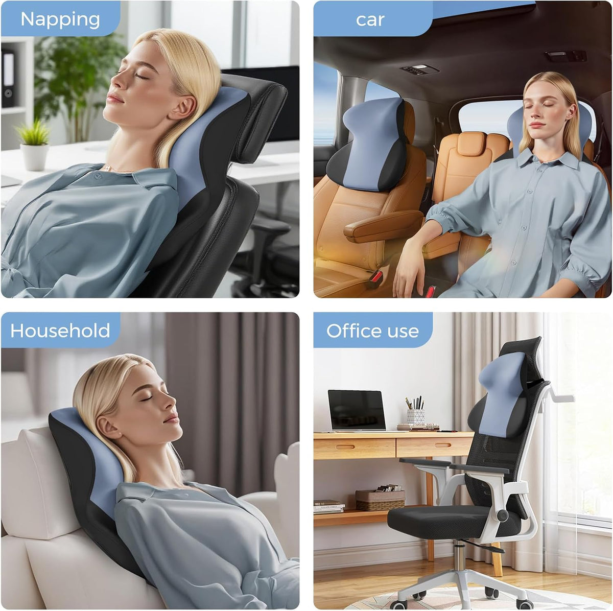 BEBAS Car Headrest Pillow, Ergonomic Neck Pillow with Memory Foam, Black