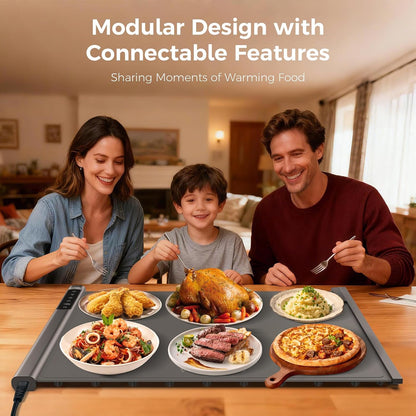 3-in-1 Expandable Warming Mat for Food, 7 Temp & 6H Timer, 54" x 16", Gray