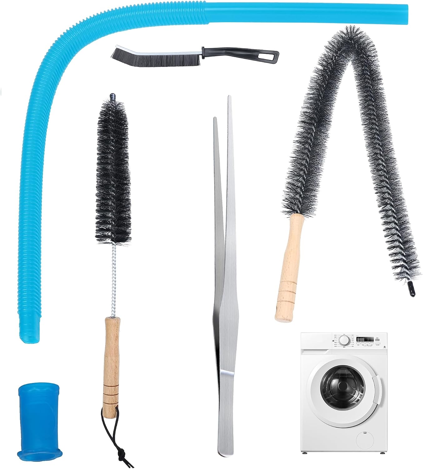 2 PCS Dryer Vent Cleaner Kit Compatible with Most Vacuum Cleaner | Dryer Lint Brush and Vacuum Hose Attachment with Universal Elastic Connector, Quickly Lint Remover