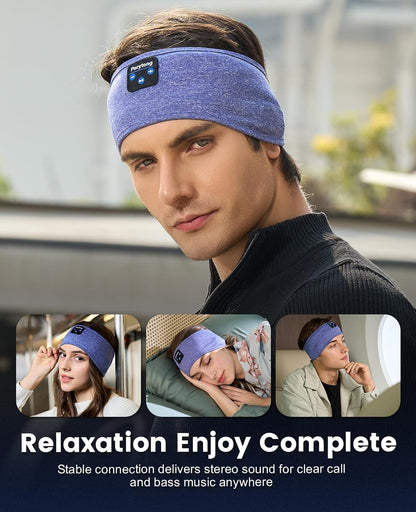 Perytong Sleeping Headphones Bluetooth Headband, Soft Long Time Play Sleeping Headsets with Built in Speakers Perfect for Workout,Running,Yoga,Travel, Darkgray