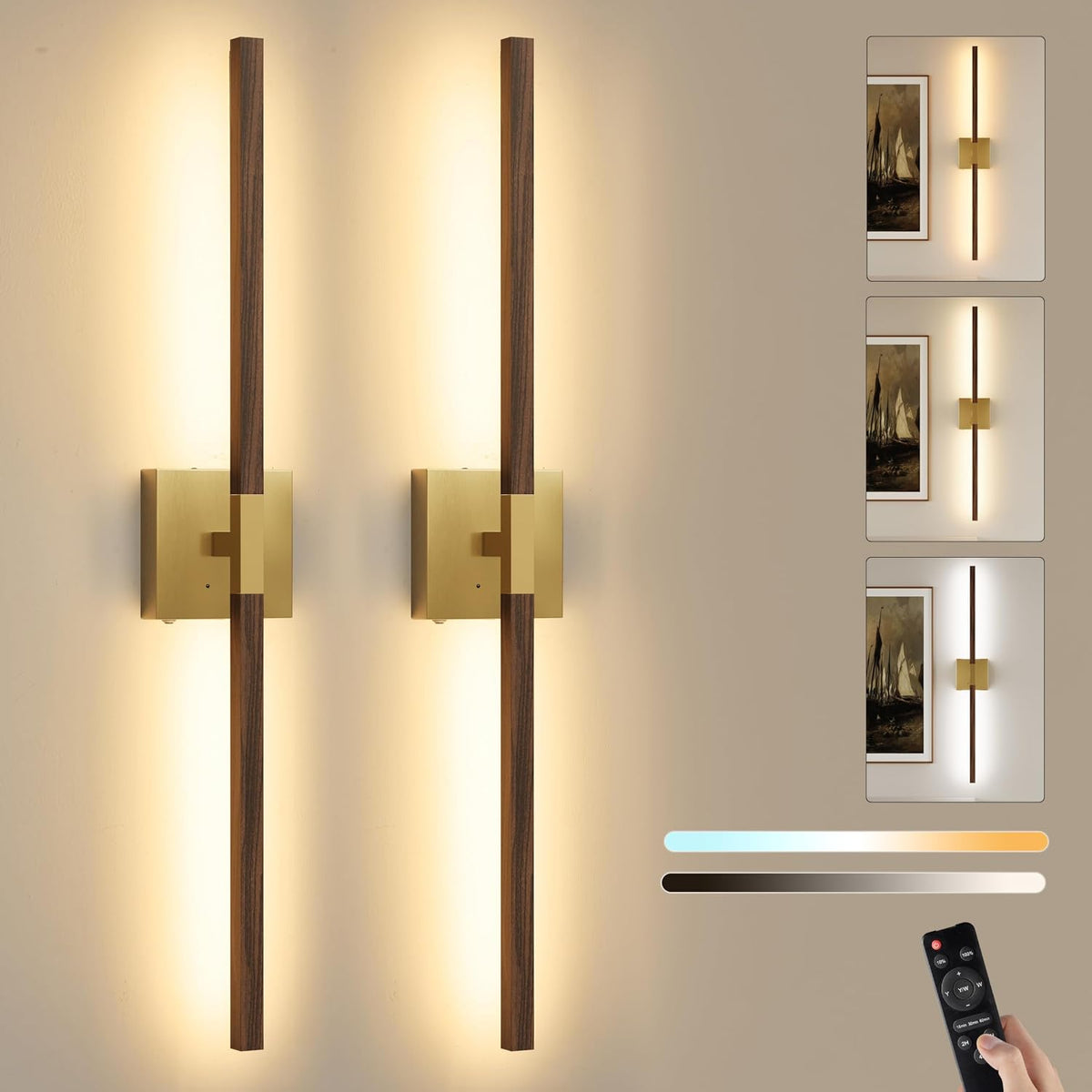 Rayogale Black Battery Operated Wall Sconce with Remote Control 8000mAh