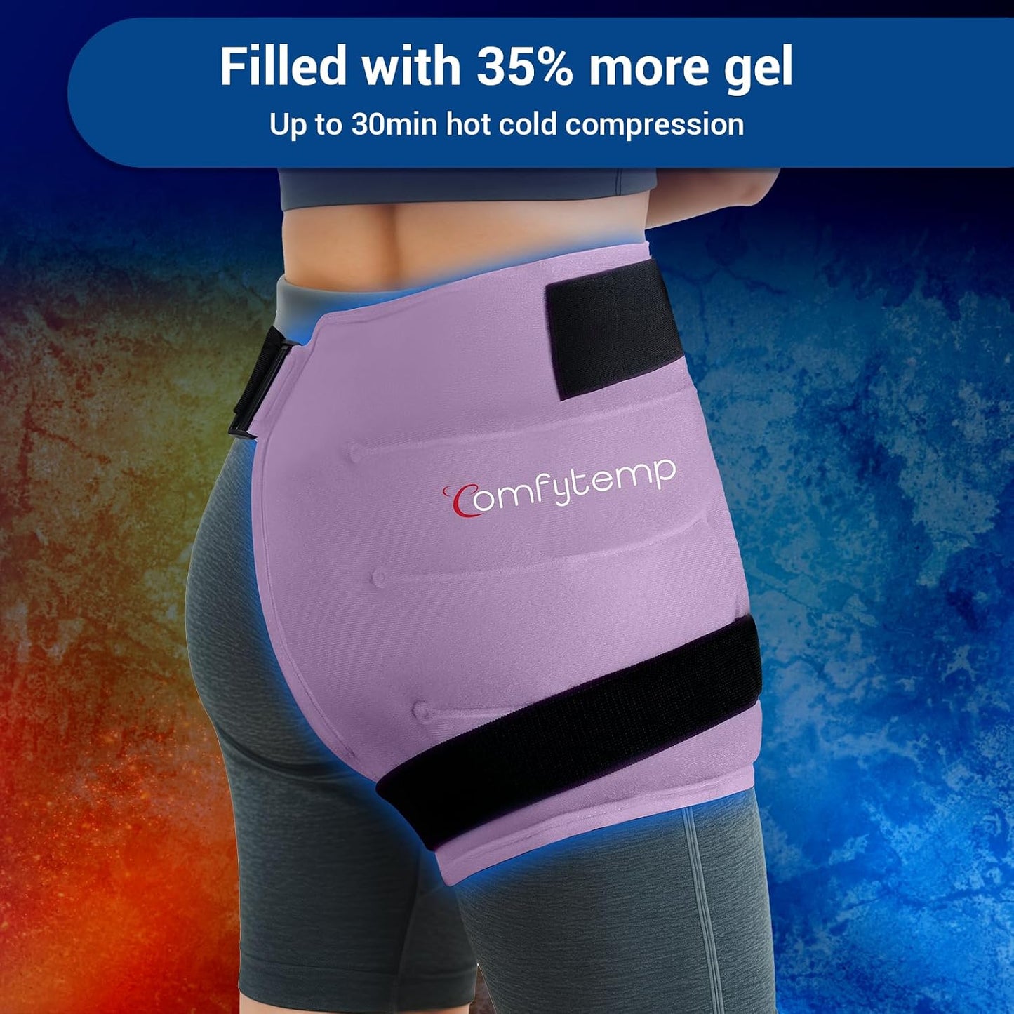 Comfytemp Hip Ice Pack Wrap for Sciatica Pain Relief, Hip Replacement Kit After Surgery, Reusable Gel Ice Pack for Injuries, Hot Cold Compress Recovery Items, Fathers Day Dad Gifts for Men, Blue (S/M)