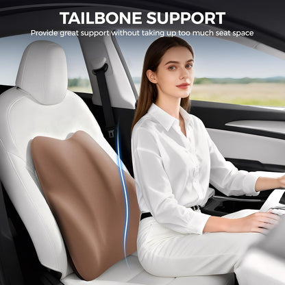 BEBAS Ergonomic Lumbar Support Pillow for Car, Memory Foam Car Back Cushion | Comfort Lumbar Pillow for Back Pain Relief, Breathable Washable Cover, Fits for Driving, Office, Wheelchair, Black