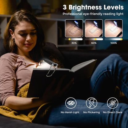 VZZNN 12 Pack Reading Light,Rechargeable Book Light for Reading in Bed,Clip-On Book Lights with 3 Color Temperature,Bulk Gifts for Book Lovers Kids Adults（Blue）