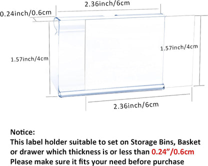 50pcs Labels for Storage Bins Plastic Label Clip, Basket Labels Clip On Wire Shelf Price Label Holder Merchandise Sign Display Holder, 50pcs Label Insert Included (6x4cm)