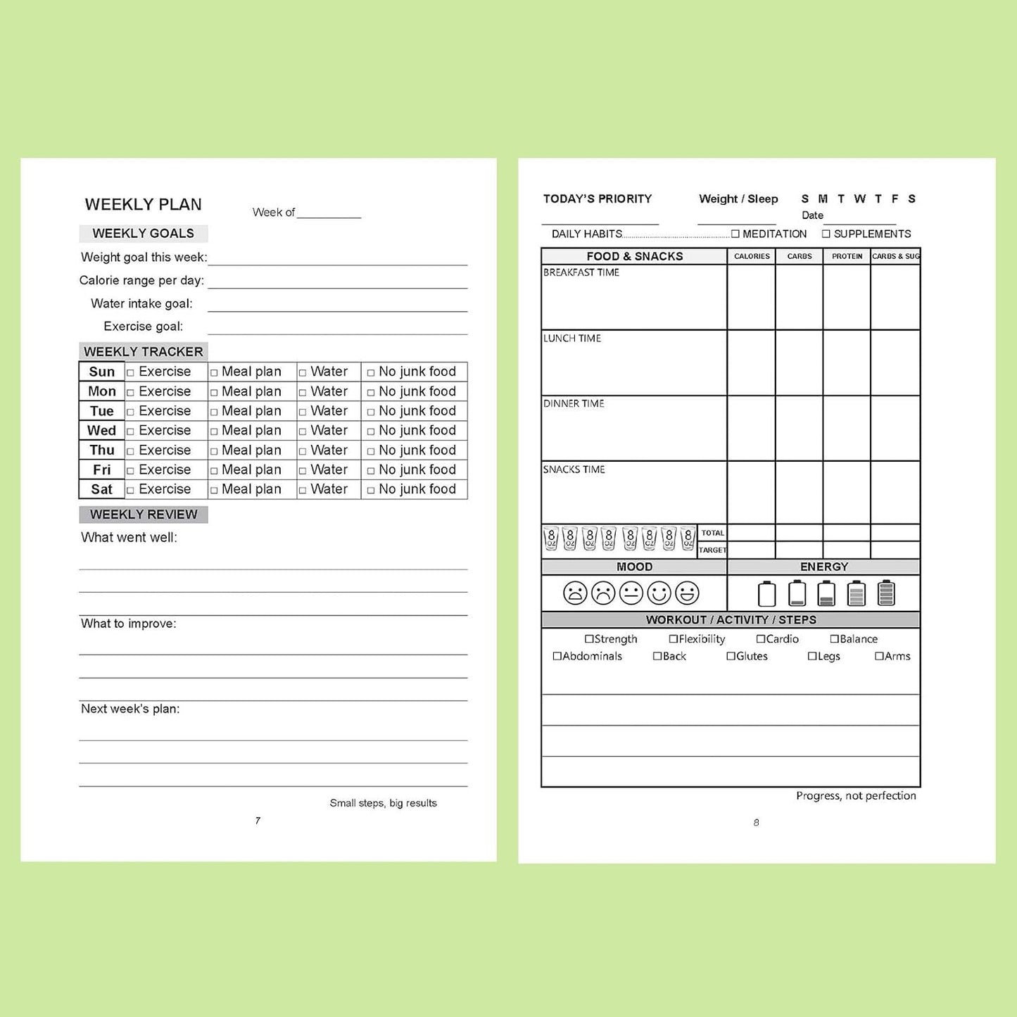 Kerixi Food and Exercise Journal for Tracking Meals, Nutrition, and Weight Loss
