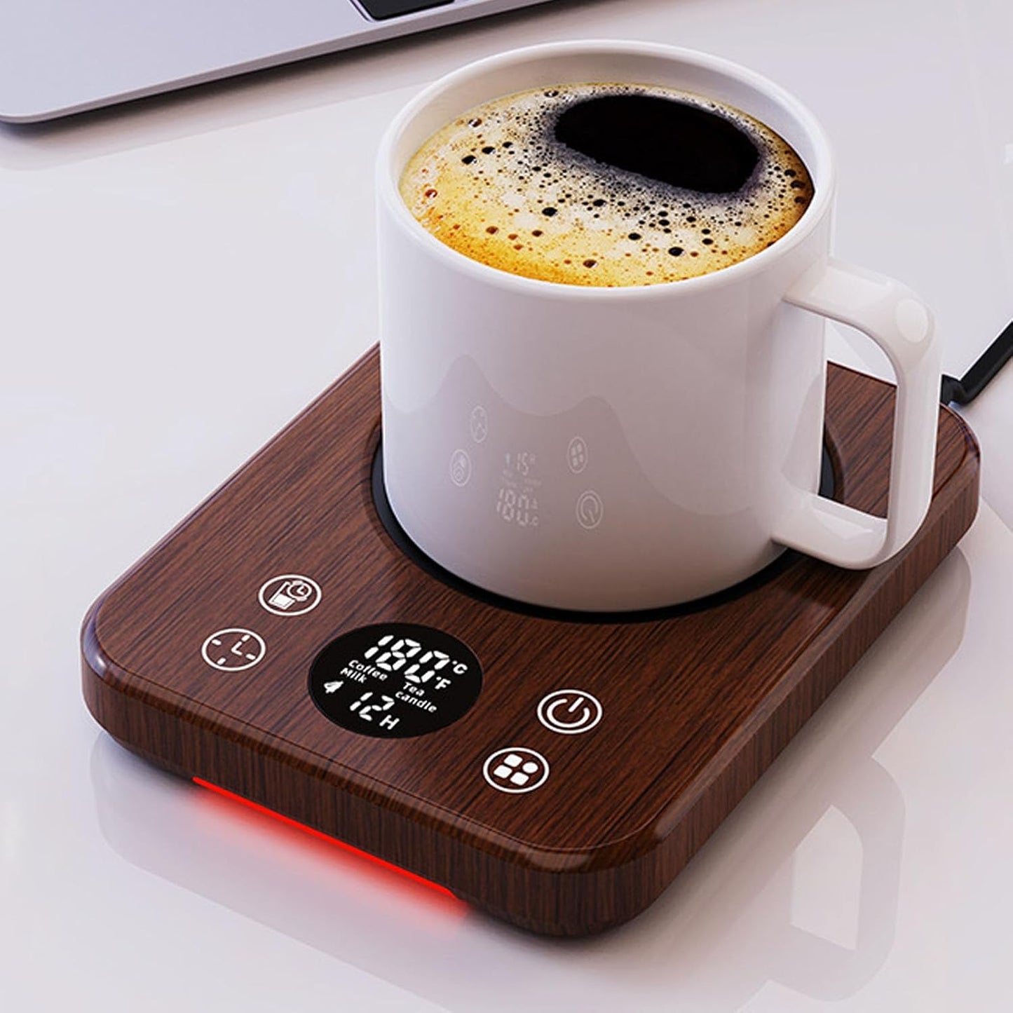GOWENIC Mug Warmer, 36W Fast Heating 9 Temperature Settings Auto Shutoff, with Intelligent 12 Hour Timer, for Coffee Milk Tea Stainless Steel Cups Glass Mugs (US Plug)