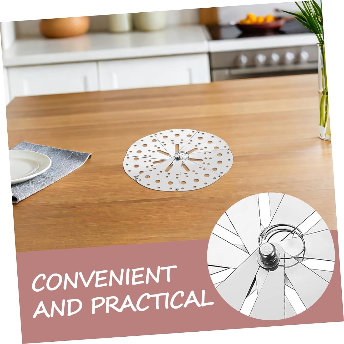 Adjustable Stainless Steel Anti-spill Lid and Overflow Stopper Cover, Multifunctional Strainer Pot Cover with Expandable Size for Kitchen Cooking and Household Use