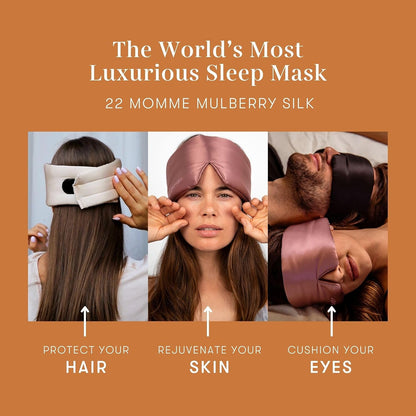 DROWSY Silk Sleep Mask - Face-Hugging, Padded Cocoon for Luxury Sleep in Total Darkness - 100% Pure Mulberry Silk, Skin-Hydrating & Adjustable (Midnight Blue)