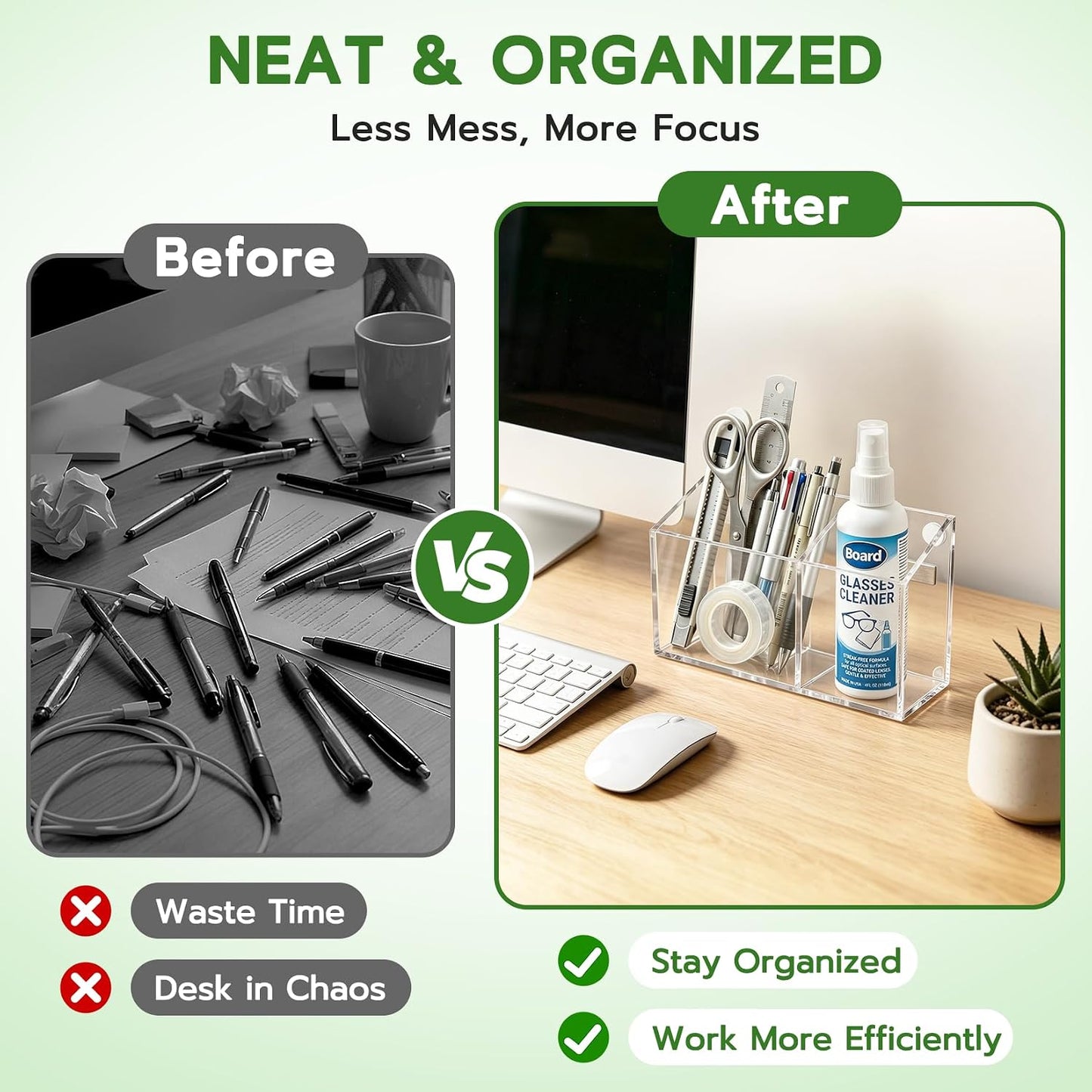 MR.MATE Magnetic Pen Holder,Clear Magnetic Marker Cup for Fridge Whiteboard | Dry Erase Marker Pencil Holder with Acrylic Cup and Strong Magnet, Non-slip Design For Refrigerator Locker Office & Classroom