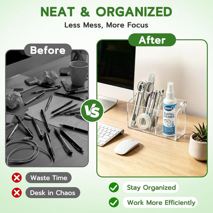 MR.MATE Magnetic Pen Holder,Clear Magnetic Marker Cup for Fridge Whiteboard | Dry Erase Marker Pencil Holder with Acrylic Cup and Strong Magnet, Non-slip Design For Refrigerator Locker Office & Classroom