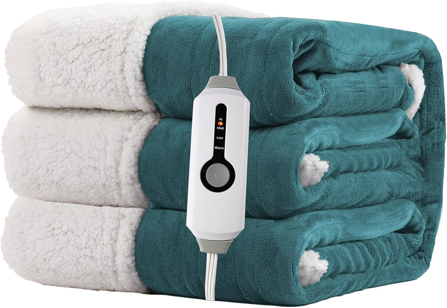 Electric Heated Blanket Full Size 72"x84" – Light Gray | ETL for Safe Overnight, 4 Heat Settings & 10H Auto Off, Dual-Sided Microplush Sherpa for Home Night, Machine washable