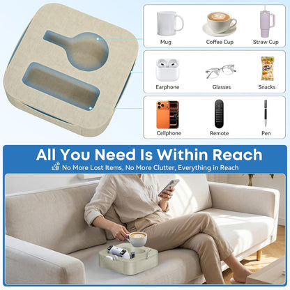 Couch Cup Holder Pillow, Sofa and Bed Caddy for iPad, Kindle, Switch, Game Controller, Remotes, Phones, Small-Sized Cup & Drink Holder for Couch, Bed, Desk, Car, Beach, Bathroom Cup Holder